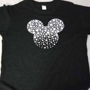 Black Kids T‑Shirt with White Star Mickey Graphic